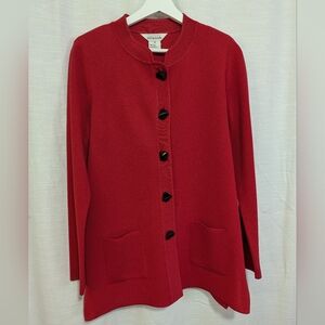 Misook classic red raspberry ribbed ladies dressy jacket size S